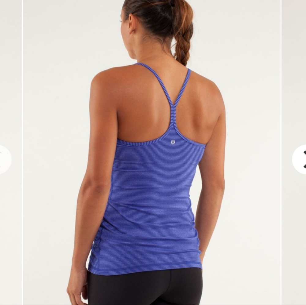 Lululemon Power Y Tank *Luon LightTonka Stripe Pigment Blue / Heathered Pigment